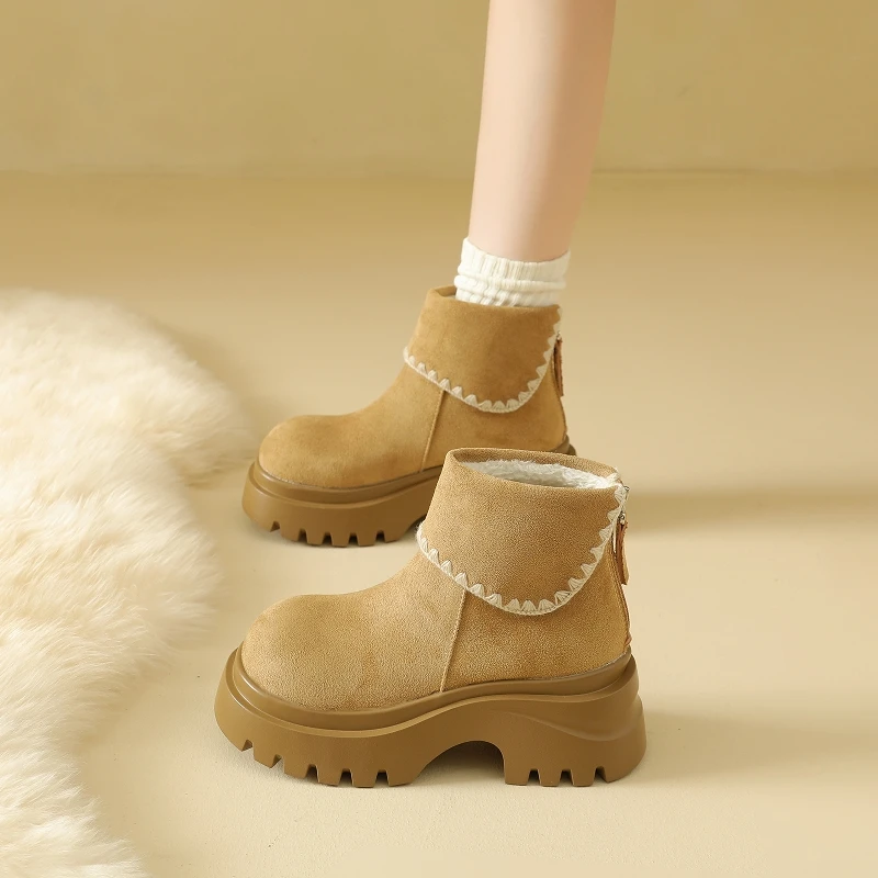 أحدث أحذية الثلوج ذات النعل السميك للنساء أحذية قطنية معزولة عالية الجودة للطقس البارد وحماية الصقيع #5
