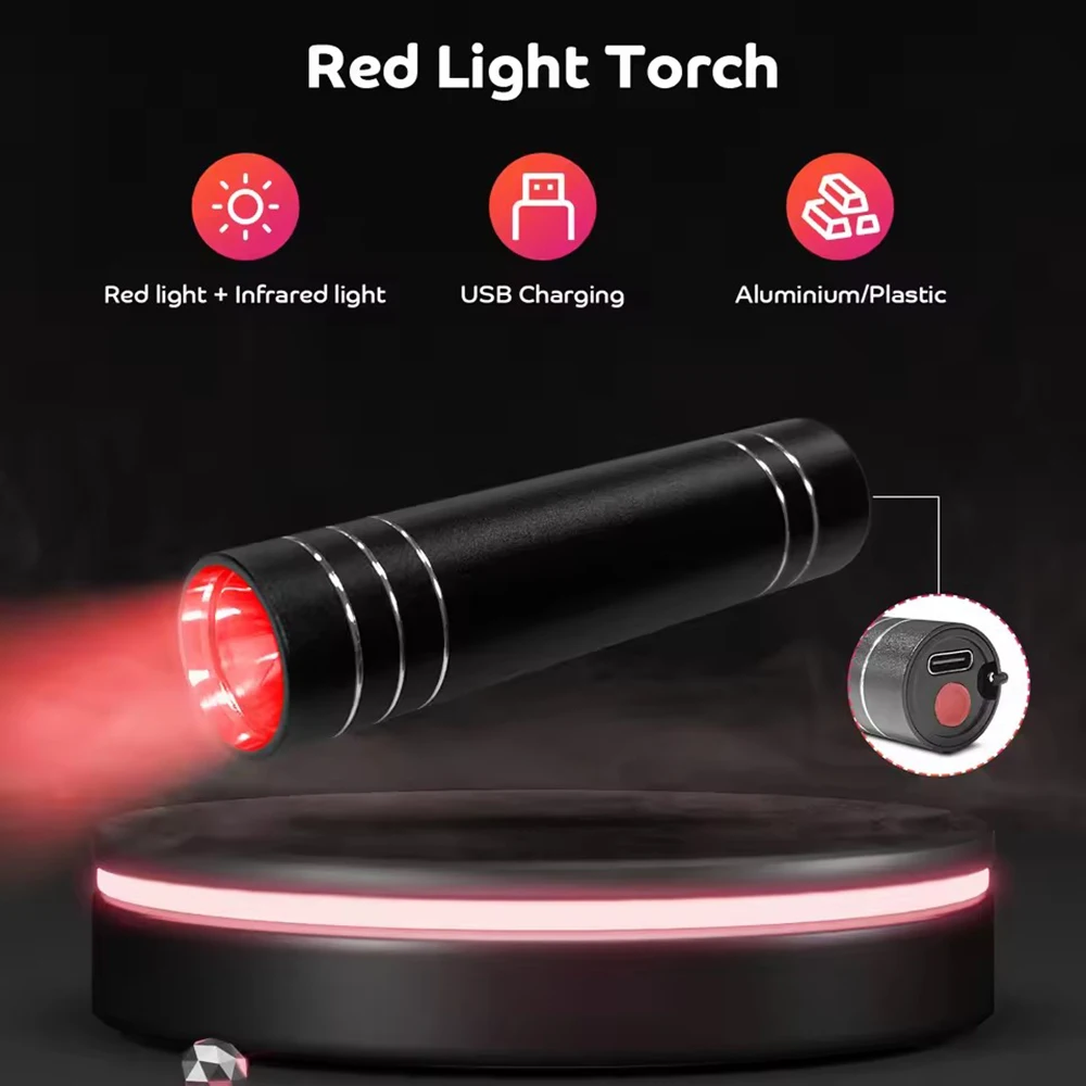 مصباح العلاج بالضوء الأحمر 660nm الضوء الأحمر و 850nm مصباح الأشعة تحت الحمراء العلاج الشعلة مع الموقت المحمولة LED الشعلة الصغيرة الجسم لتخفيف الآلام