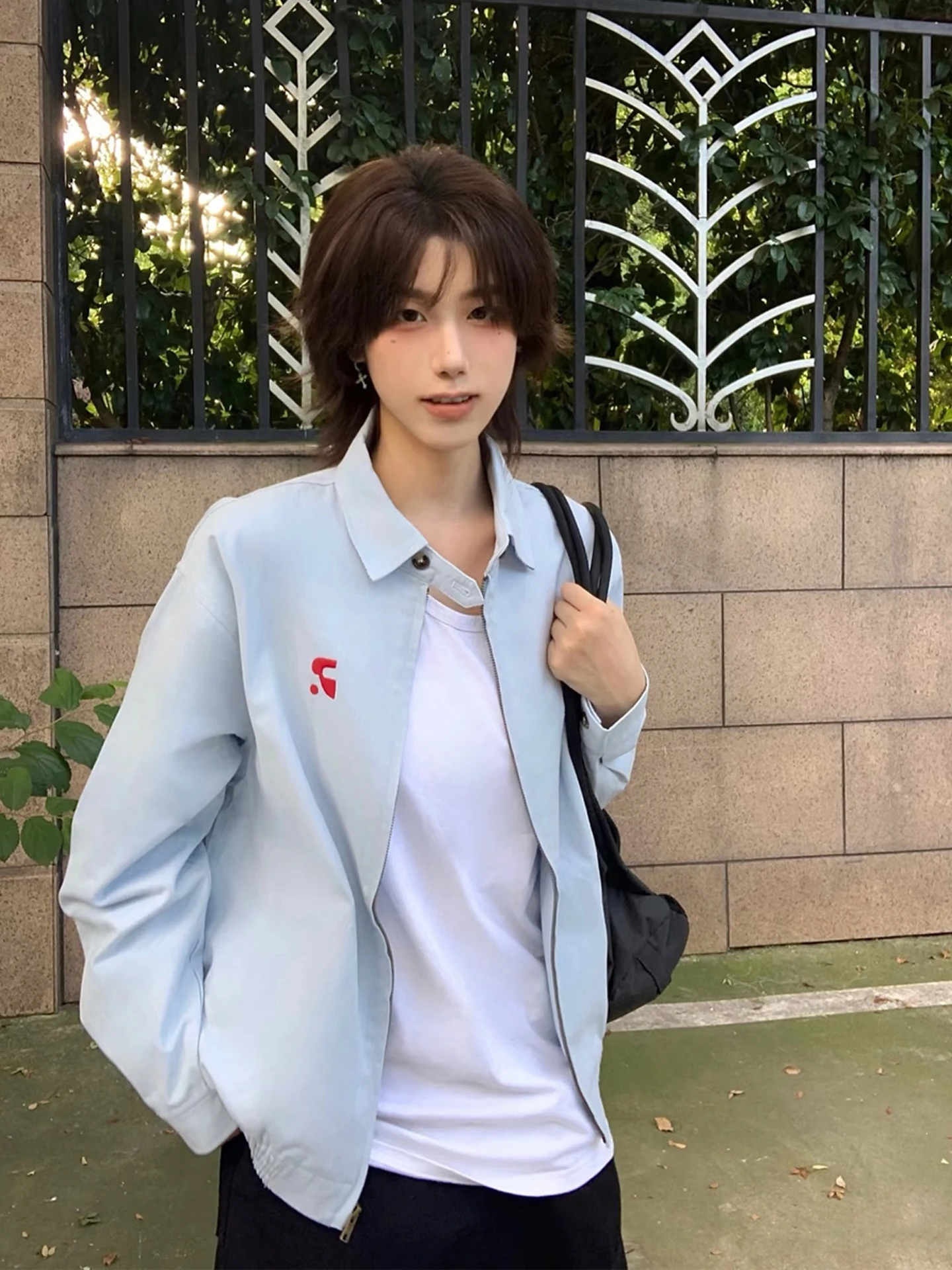 クリーンフィット ライトブルー アメリカン スレ ハリントン ジェイ メンズ イルト コート スタンドカラー ベースボール オルム アウトドア 通勤 スポーツ