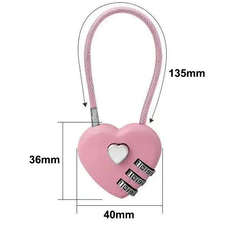 Love Lock Wedding Lock Heart Love Combination Lock School Bag Backpack Trolley Box Concentric Color Zinc Alloy