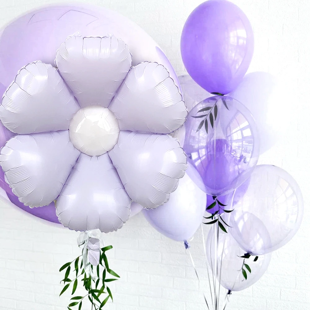 퍼플 데이지 호일 풍선, 퍼플 시리즈 라텍스 풍선, 생일 축하, 결혼 기념일, 베이비 샤워 파티 장식 