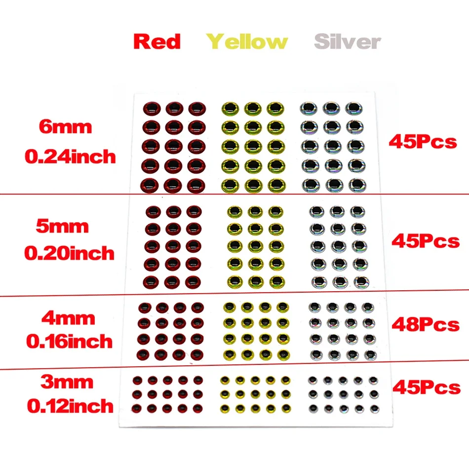 MNFT Mixed 183 Stück 3 mm 4 mm 5 mm 6 mm 3D holografische Angelköder Auge Fliegenbinden Köder Köderherstellung – Detail 4