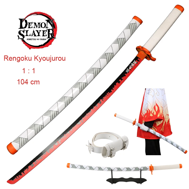 Spada Cosplay Demon Slayer In Bambù Per Bambini E Ragazzi - 76 Cm - Tanjiro Rengoku Kyoujurou - 4