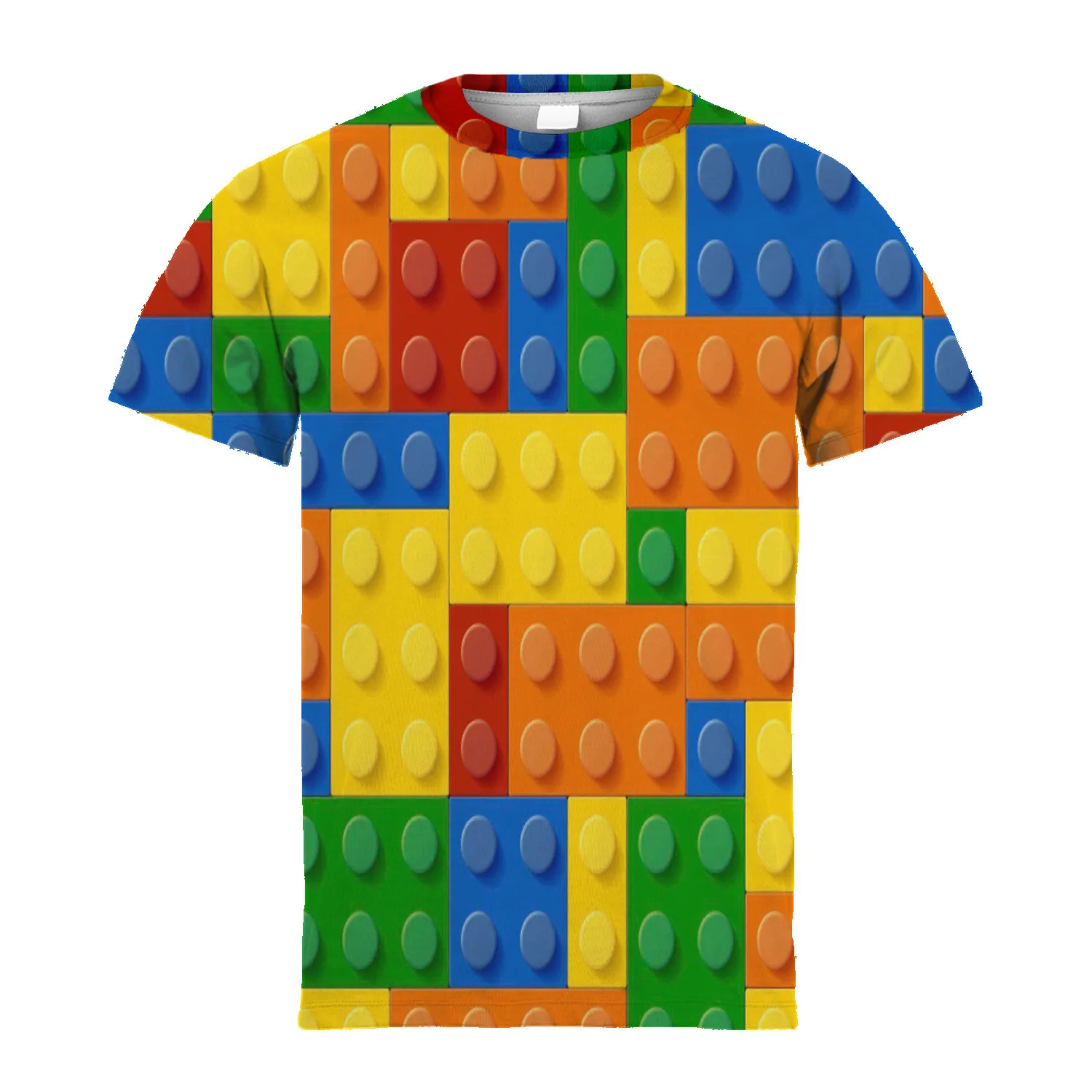 Boys' Gradient Blocks Graphic T-Shirt 3d Digital Print Casual Stretchy Short Sleeve for Summer Outdoor Activities Kid's Clothing