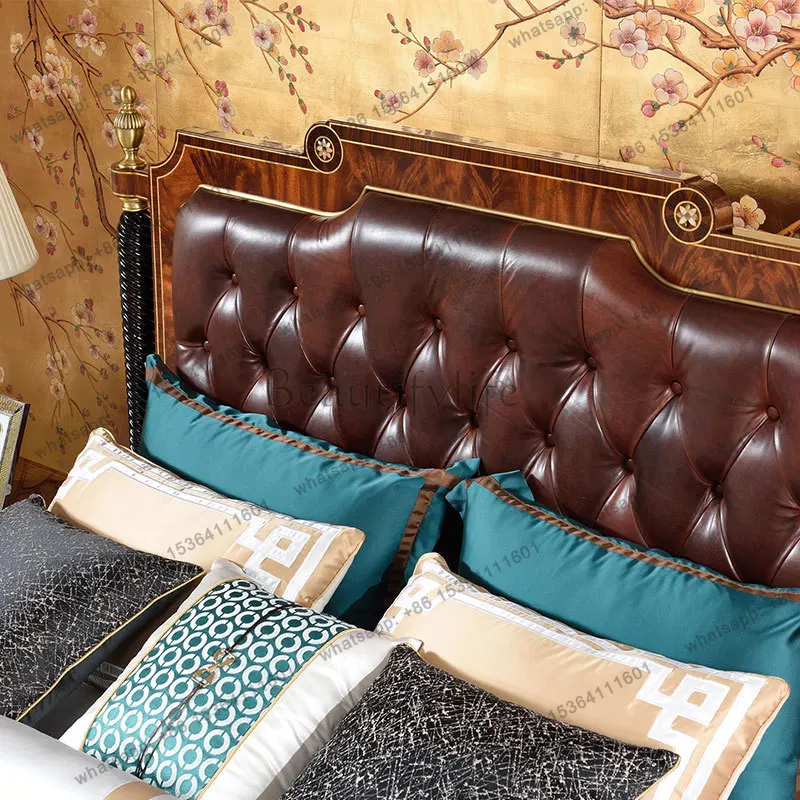 Alexander Double Bed Villa English Mahogany Double 1.5m 1.8m Wedding Bed Furniture