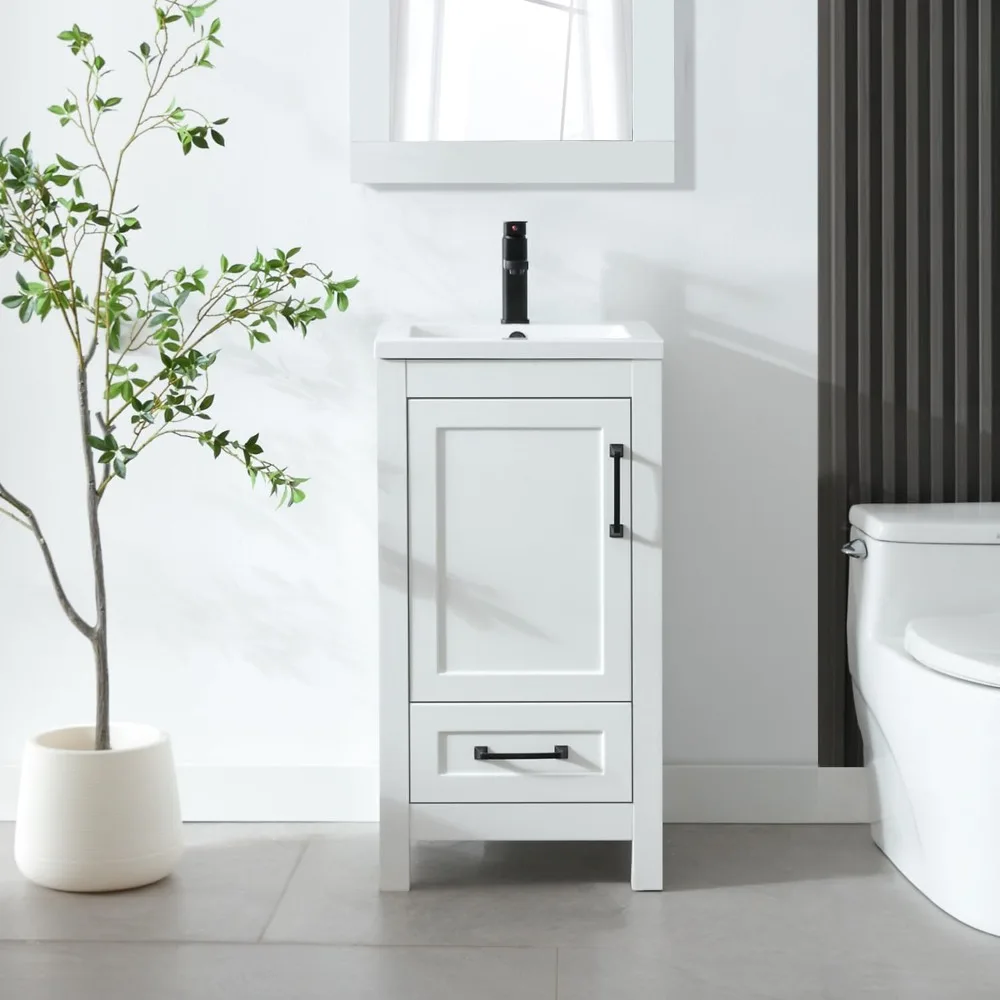 Bathroom Vanity with Sink Combo, Modern Bathroom Storage Painted Cabinet with Undercounter Ceramic Sink, Faucet and Drawers