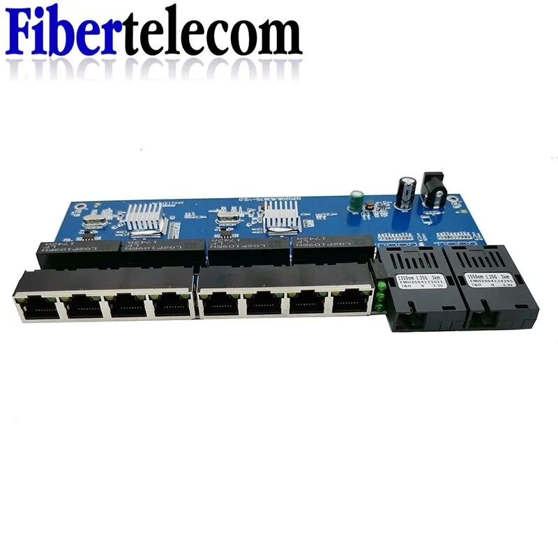 Reverse PoE Switch 8 RJ45 2 SC Serat Gigabit Ethernet Switch Optical UTP Port 10/100/1000M PCBA