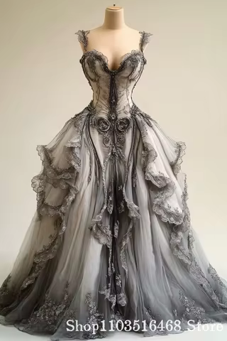 Custom Vintage Victorian Ball Gown Lace Beaded Corset Special Occasion Evening Gown School Prom Dress Wedding Party Dress