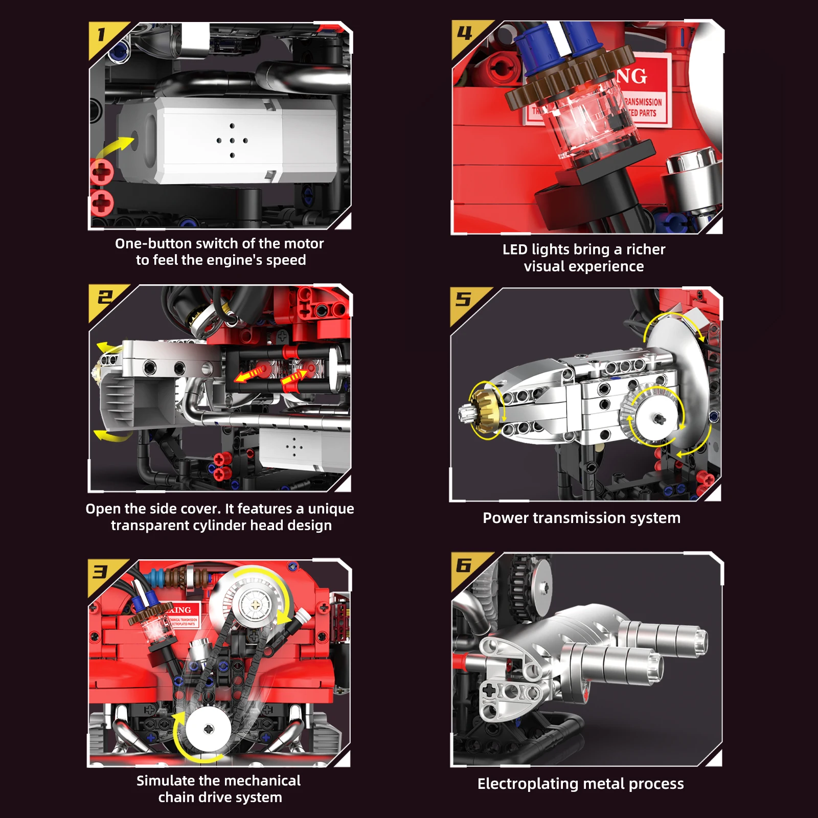 

MOC 868 шт., технические строительные блоки с двигателем жука, детали двигателя автомобиля, модель двигателя с двигателем + лампа в сборе, коллекционные кирпичи, игрушка в подарок