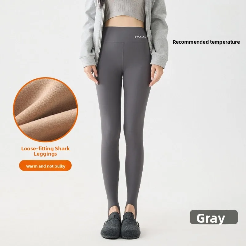 High Waist Thiened Fce Lined ark Bite Yoga Pants Women's Outerwear Warm Base Layer Pants Sl Long Trousers