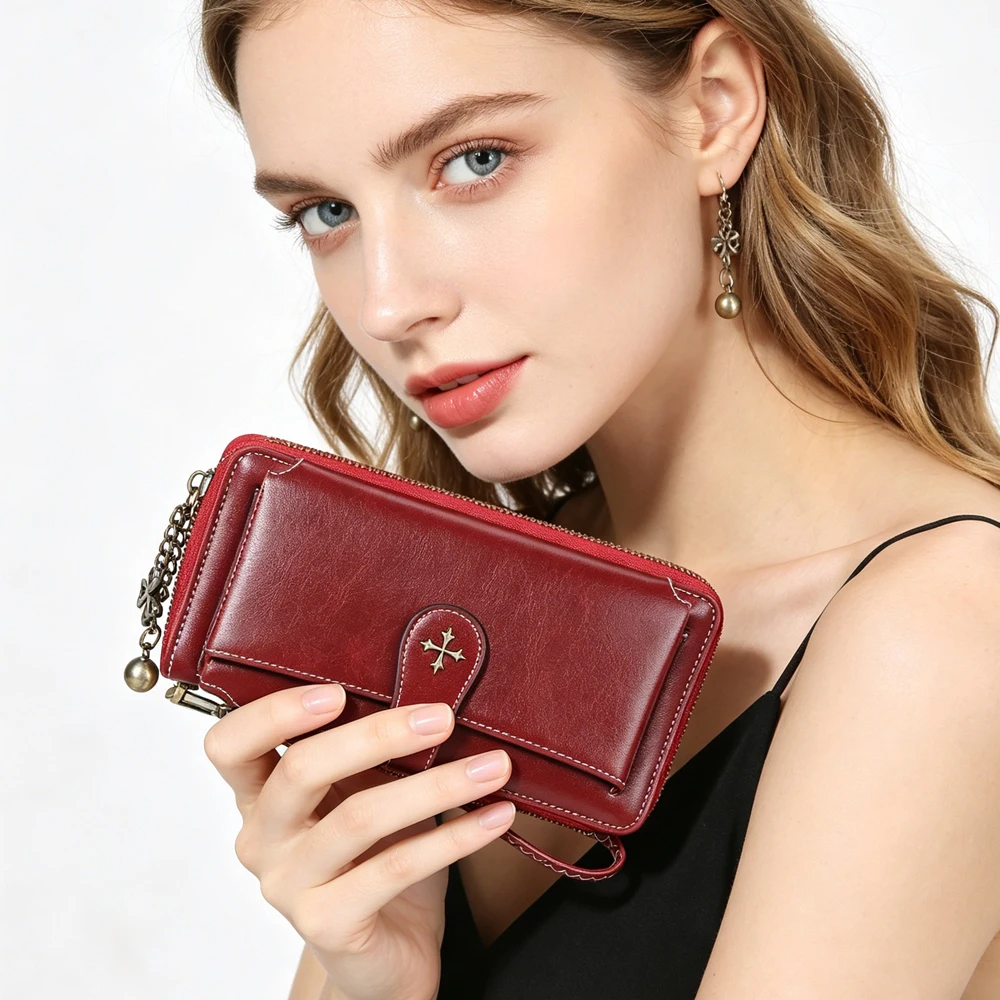 Baellerry Pebble Grain Vegan Wallet 2025 – Pure Tone RFID-freier Organizer für Damen, großes Fassungsvermögen, Kartenhalter, Geschenk
