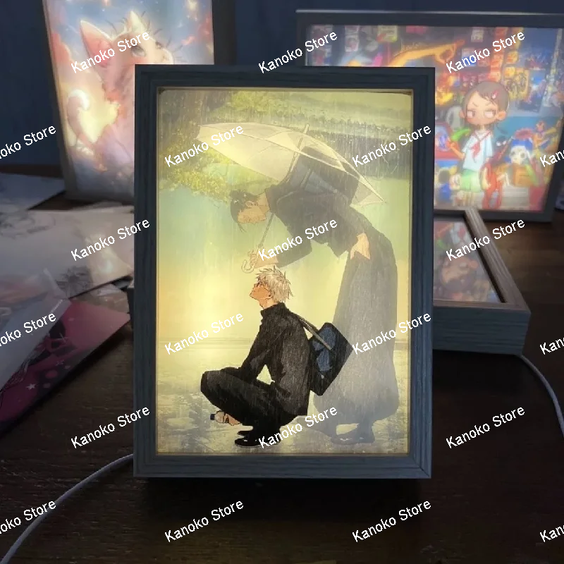 Figura de Anime Jujutsu Kaisen, luz Led nocturna personalizada, pintura decorativa, marco de fotos, pintura de Satoru Gojo, decoración de escritorio y habitación