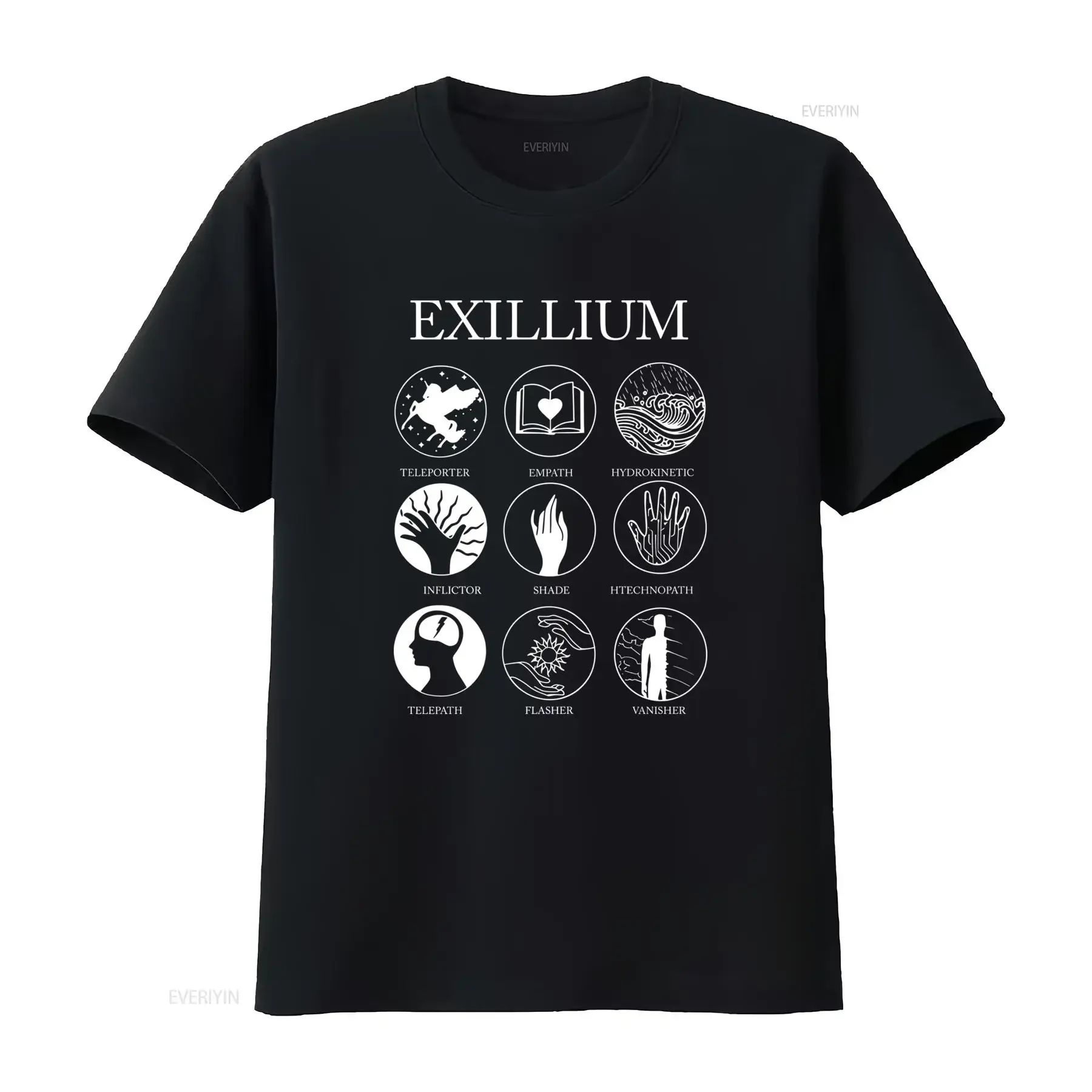 Keeper Of The Lost Cities Exillium Men'S Vintage T Shirt Black with White Geometric Design Casual Crew Neck Regular Fit