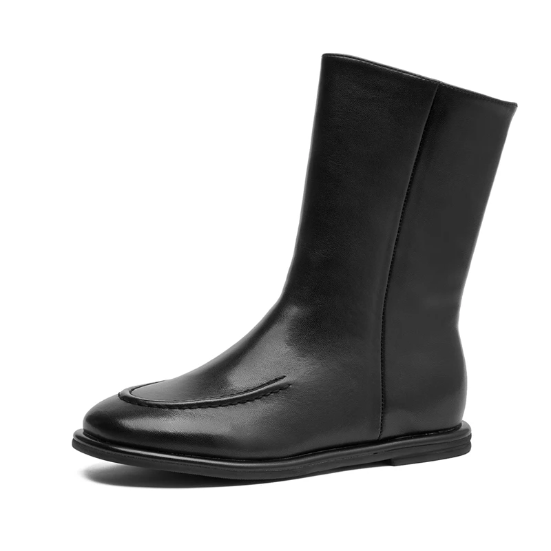 DIMANYU Female Knight Boots Genuine Leather 2026 New Windside Zipper Women Ankle Boots Fashion Large Size Ladies Short Boots