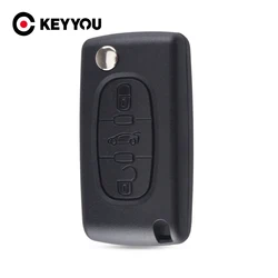 KEYYOU per Peugeot 207 307 407 308 607 3 pulsanti Flip Remote Key Shell Case Fob CE0523