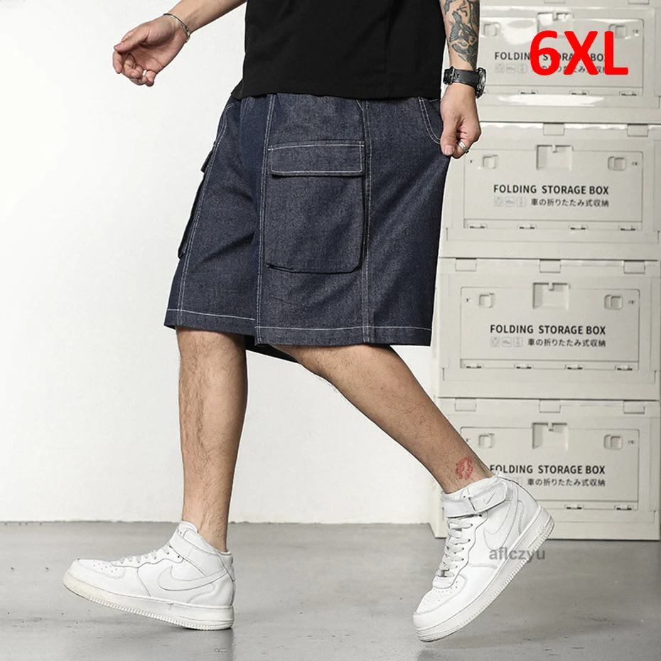 Denim Shorts Men Jeans Plus Size 6XL Fashion Casual Solid Color Summer Short Pants Male Big Size 6XL