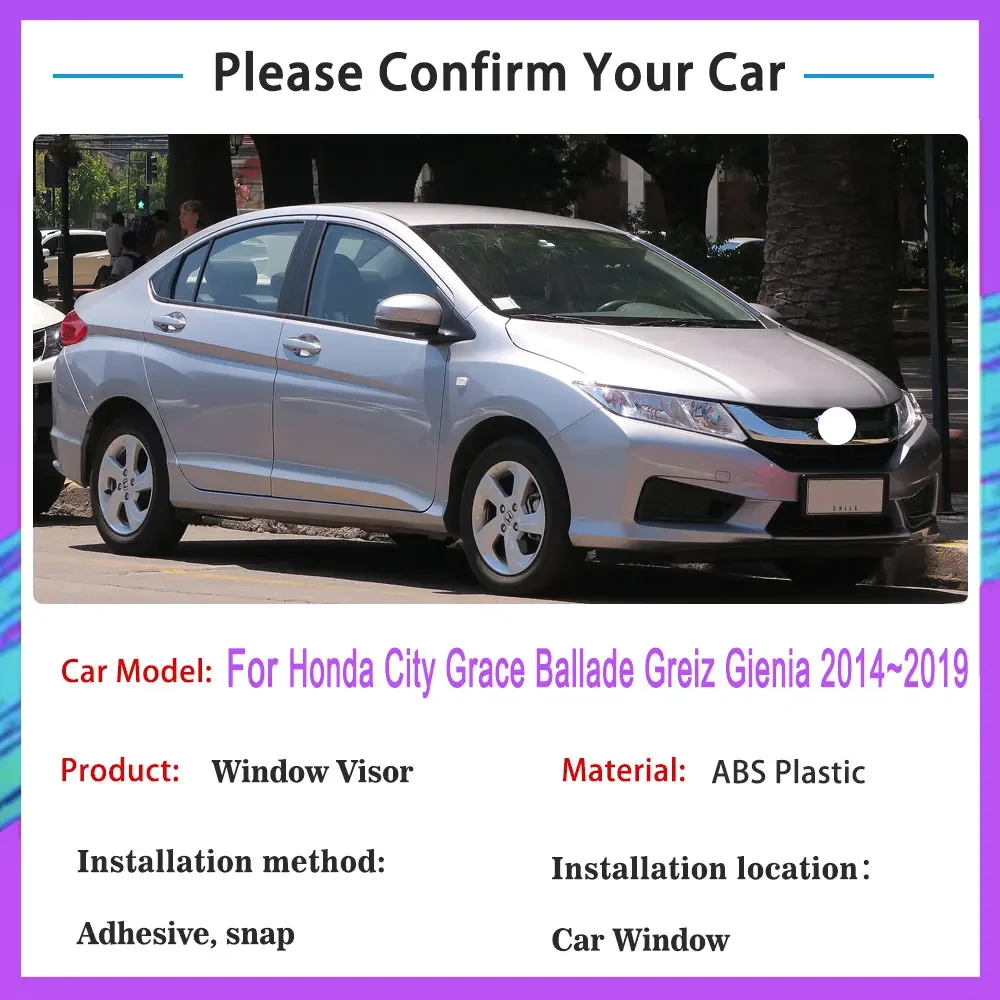 For Honda City Grace Ballade Greiz Gienia GM4 GM5 GM6 GM7 GM8 GM9 2014 2015 2016 2017 2018 2019 Windows visors Sun Rain Shield