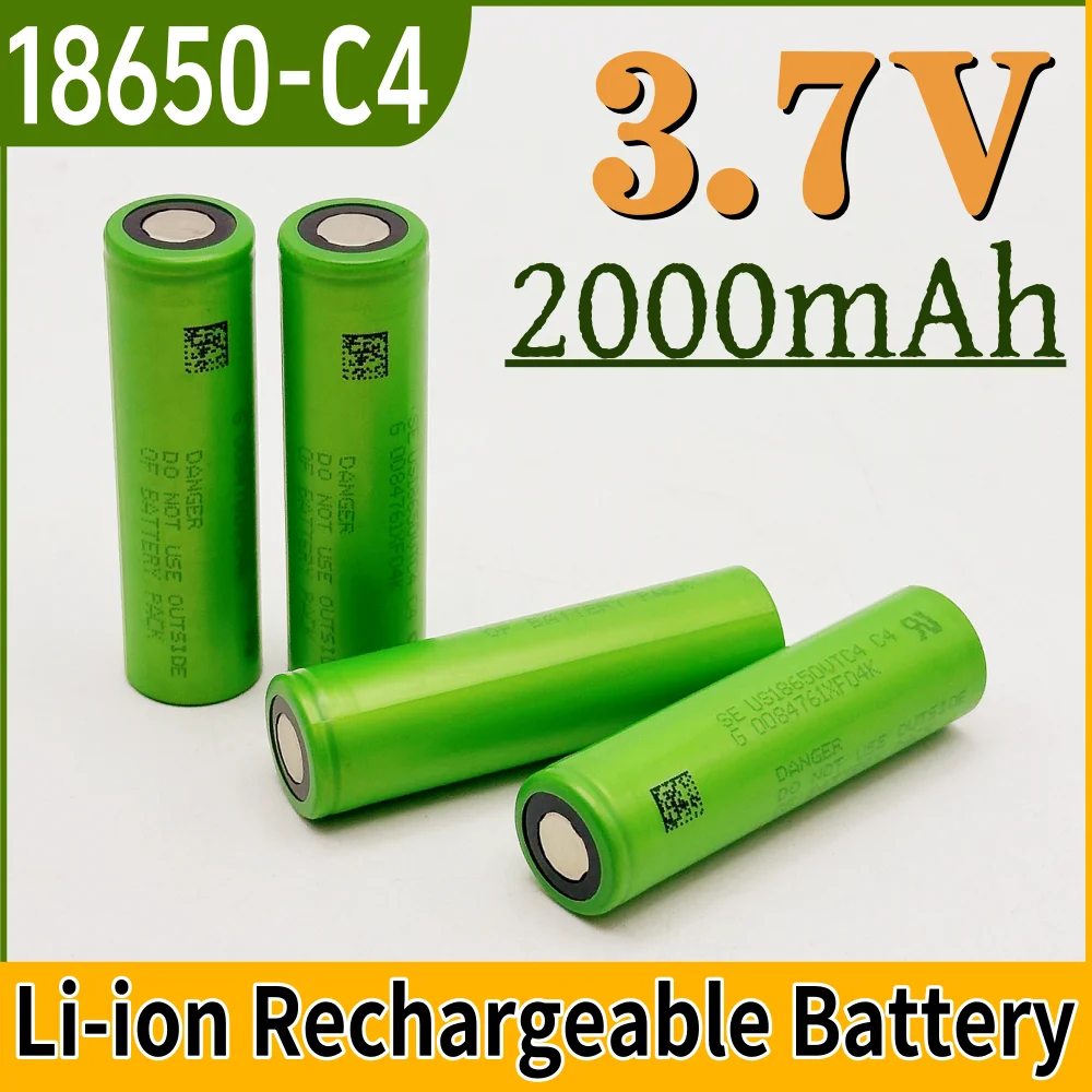 

100% New Original 3.7V Rechargeable Battery 2000mAh 18650-C4 Battery Suitable for Toys Fan Tools Flashlight Battery