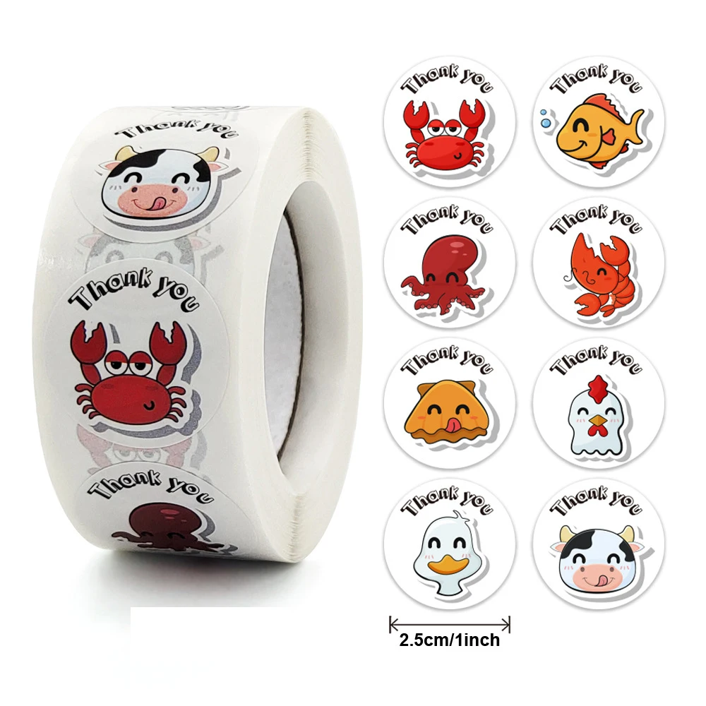 100-100 stücke 1 Zoll Cartoon Tier Kinder Aufkleber Etiketten danke niedlichen Spielzeug Spiel Aufkleber DIY Geschenk Versiegelung Etikett Dekoration Tags