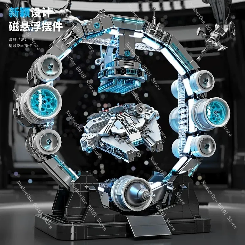 Luxury Millennium Falcon Building Blocks Floating Assembly Model High Difficulty Spacecraft Toy Display Set Magnetic Levitation