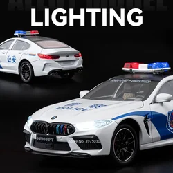1/24 Legering Diecast M8 Politieauto Modellen Speelgoed Wiel Trek Rubberen Banden Voertuigen Geluid Licht Politieauto Jongens Collectie Geschenken