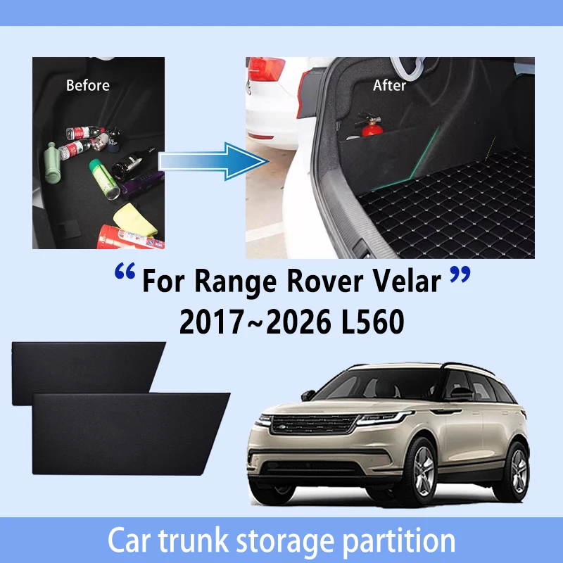 

Автомобильные аксессуары для Range Rover Velar 2017 ~ 2026 L560, перегородка для хранения багажника, многофункциональный органайзер для салона автомобиля