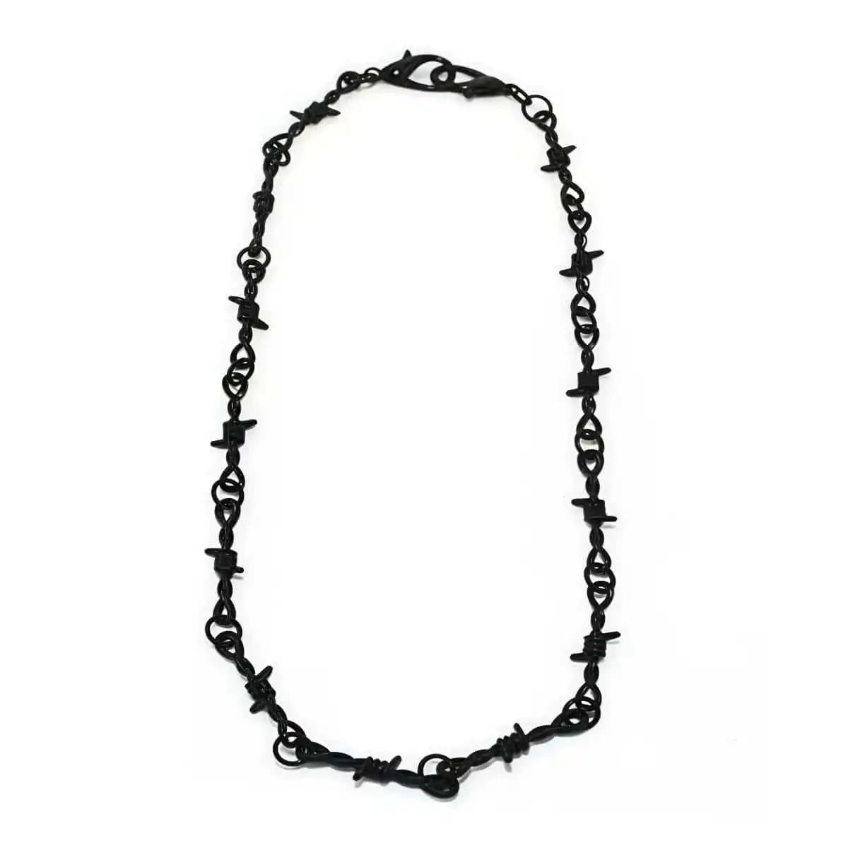 Punk Barbed Wire Thorns Chunky Brambles Metal Link Chain Adjustable Necklace Safety Duty Padlock Flame Necklace Choker Jewelry
