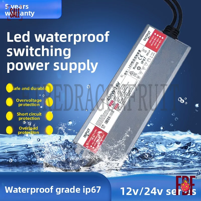 

LED Power Supply 400W Waterproof IP67 12V 24V Constant VoltageDriver Outdoor LED Strip Lights Signage and Landscape Lighting