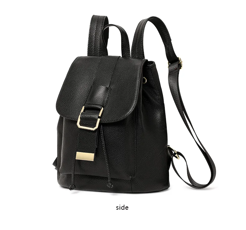 Damen-Rucksack aus genarbtem Leder, Mini-Rucksack mit Kordelzug und goldener Schnalle, lässiger Tagesrucksack für Damen, ideal für Arbeit und den täglichen Gebrauch – Detail 10