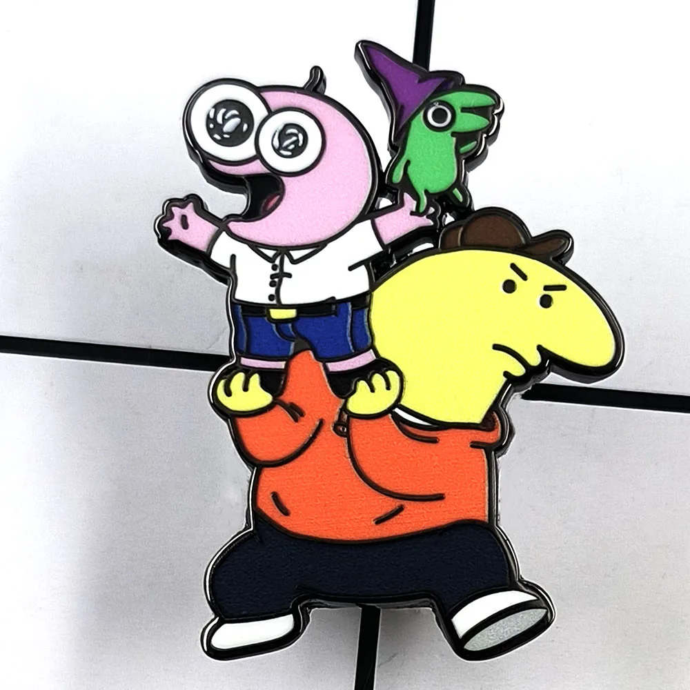 Smiling Friends Cartoon Character Brooch Classic American Comedy Animation Enamel Pin Creative Anime Peripheral Badge Decoration