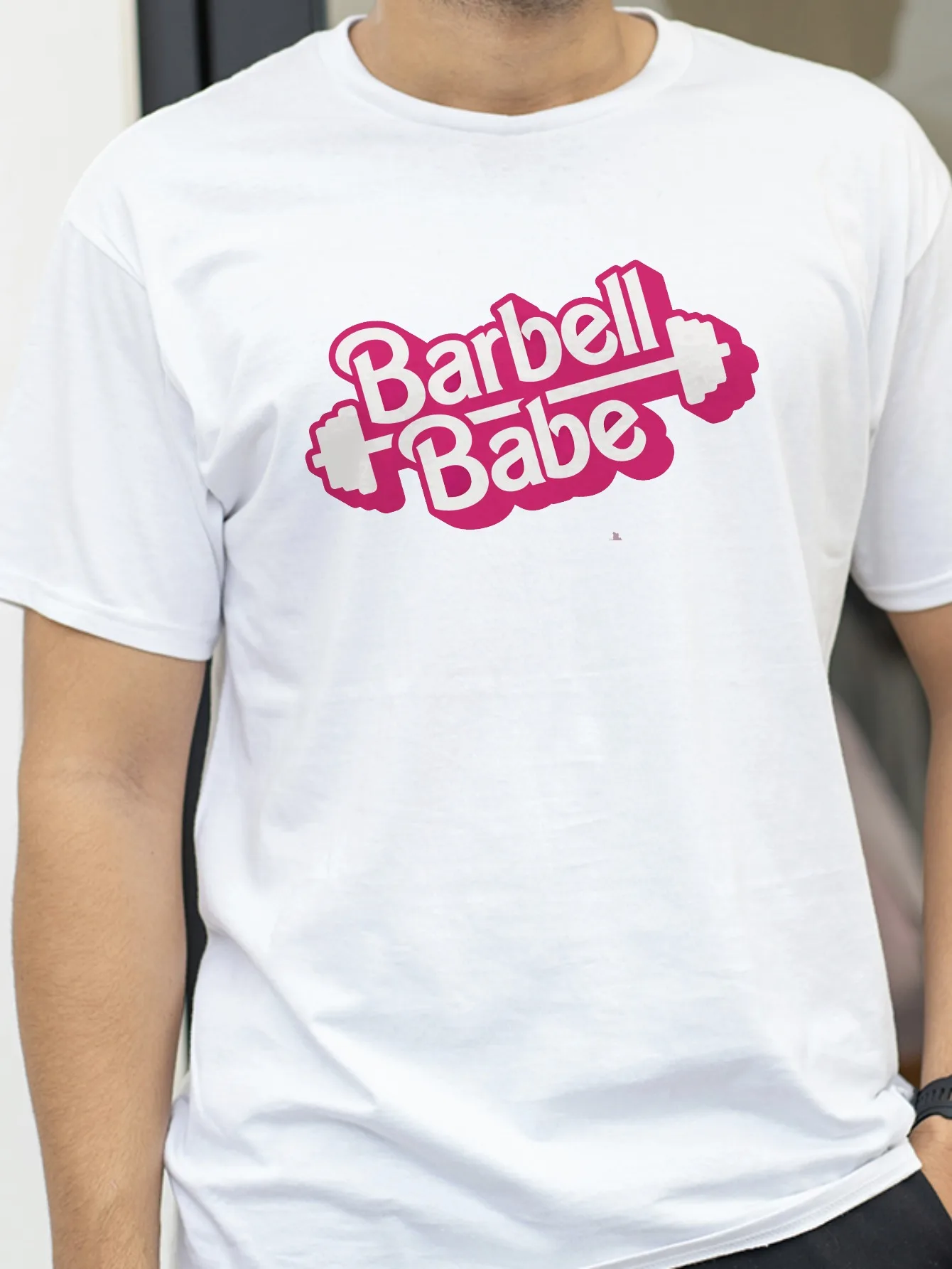

Barbell Babe Men's T-Shirt in Vintage Style Cotton Short Sleeve Tshirt Mens Designer Clothes Streetwear