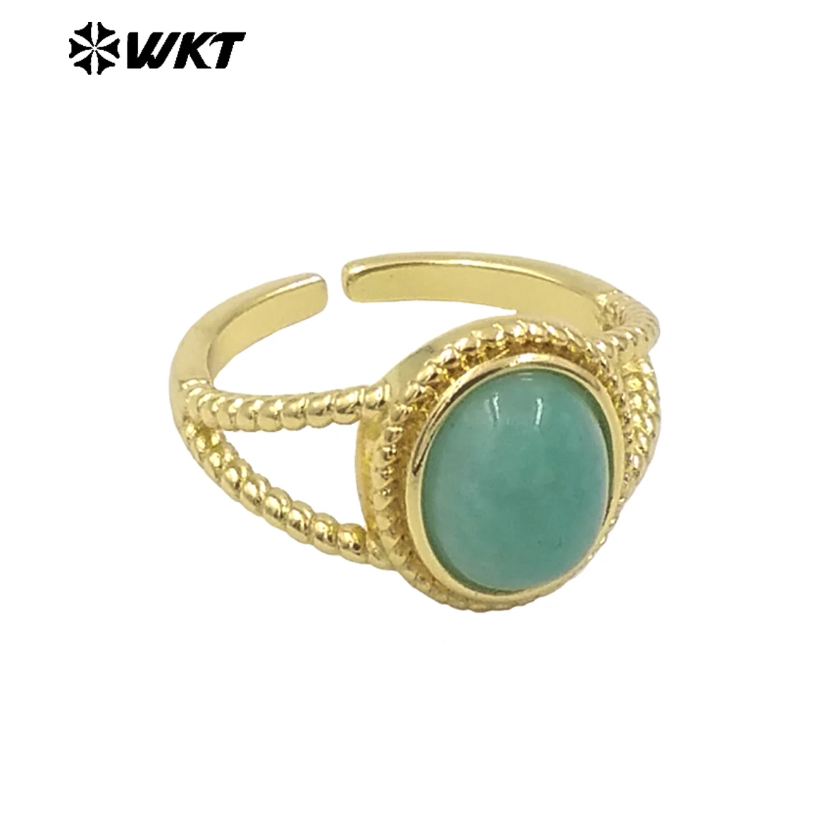 

Кольцо с малахитом WT-R507, оптовая продажа, модная позолоченная овальная форма, изысканная инкрустация камнями, 18-каратное золотое покрытие, талисман удачи