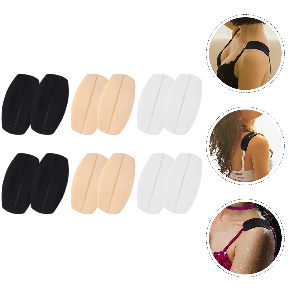 

6pcs Cushions Silicone Shoulder Pads Decompression Relief Anti-Slip Strap Holders For Women Non-S Bra Girdle Cushion