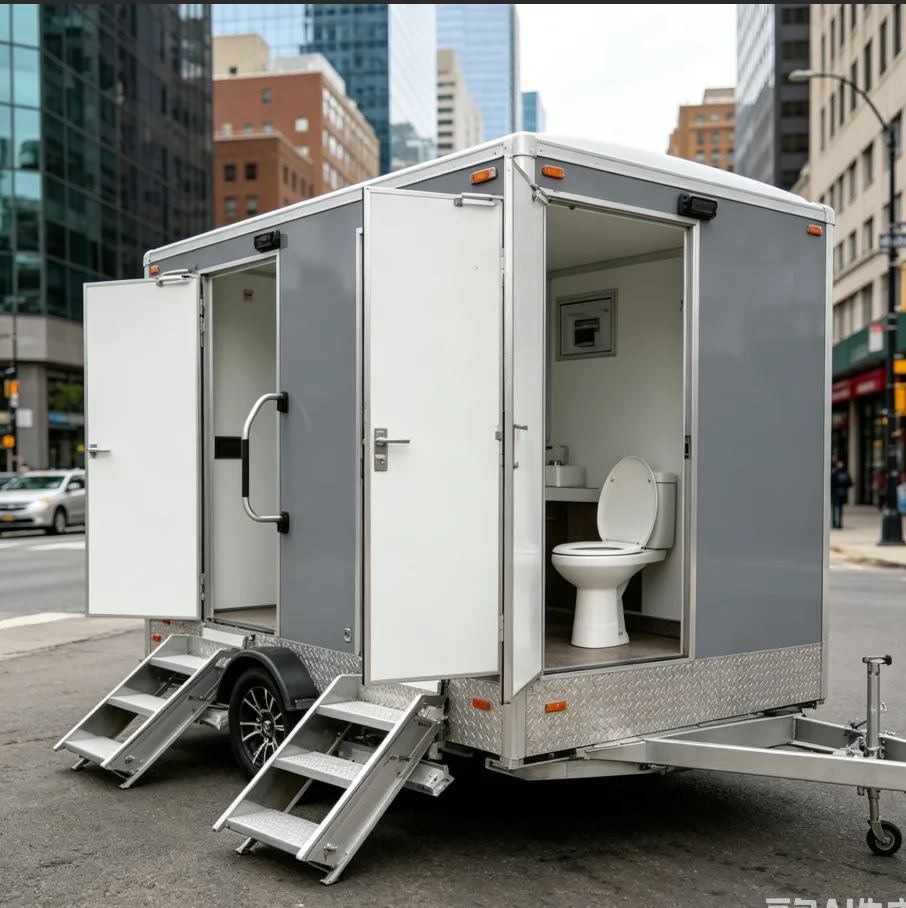 Commercial Luxury Mobile Toilet Trailer Portable Mobile Double Cabins Luxury Restroom Portable Toilet Trailer for Sale
