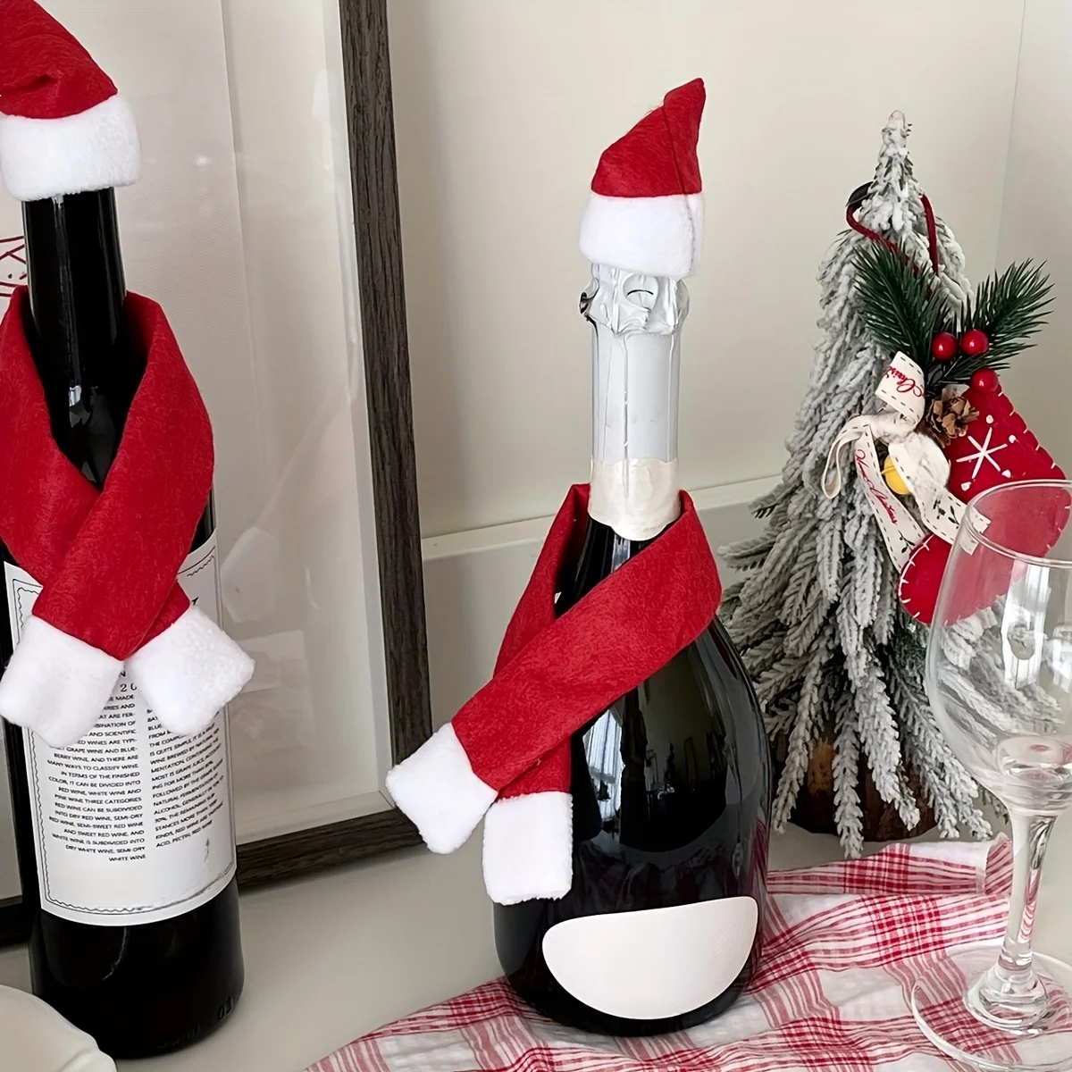 Christmas Creative Wine Bottle Cover Set, Champagne And Red Wine Bags For Festive Decoration, For Hotels, Restaurants, And Homes