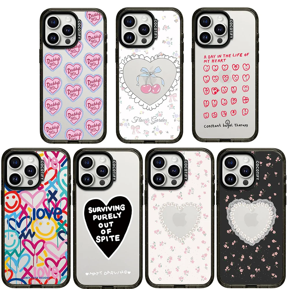 Funda de teléfono de lujo con diseño de flores silvestres, Graffiti, amor, para iPhone 12, 13, 14, 15, 16 Pro Max Plus, funda acrílica con perlas de cereza