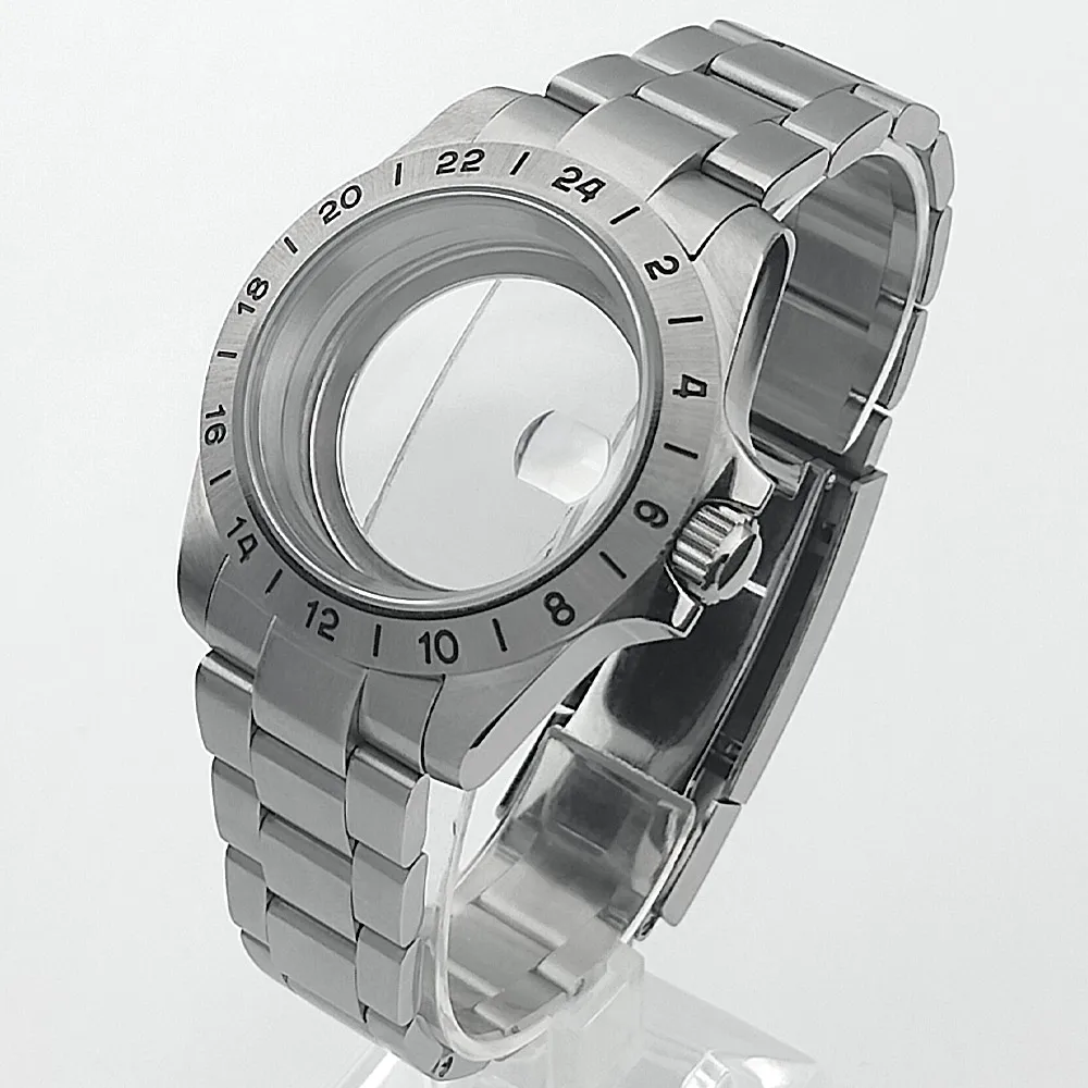 39,5-mm-GMT-Gehäuse, geeignet für das NH34-Uhrwerk, mit Saphirglas, Uhrenarmband, Zifferblatt, Zeiger, Uhrenteile und Zubehör. – Detail 2