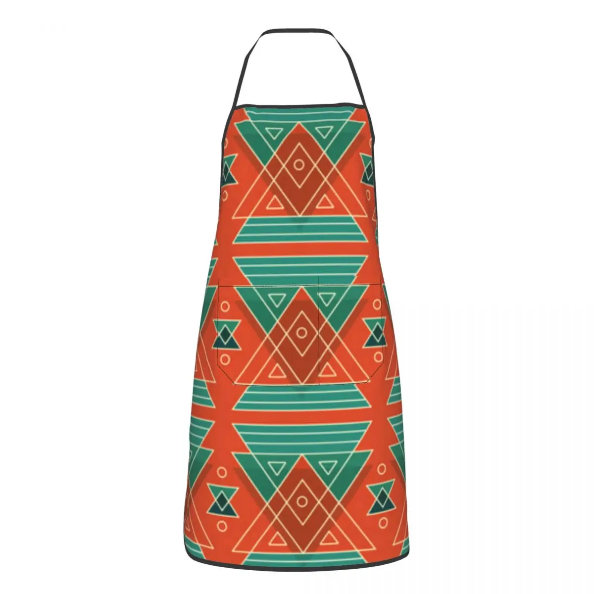 Kitchen Apron Tribal Triangle Pattern Chef Work Apron Restaurant Bar Shop Cafes Beauty Nails Studios Uniform