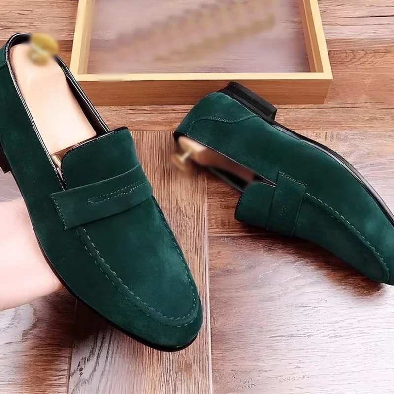 

Blue Slip On Fleece Men Shoes Men's Dress Shoes Shallow Pumps High Quality Party Shoes Fashion Big Size 47 Zapatillas Mujer