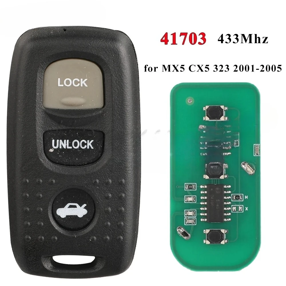 

41703 433MHz Car Remote Key for Mazda CX5 MX5 323 MK2.5 2000 2001 2002 2003 2004 2005 Ford Ranger 2010 3Buttons Fob