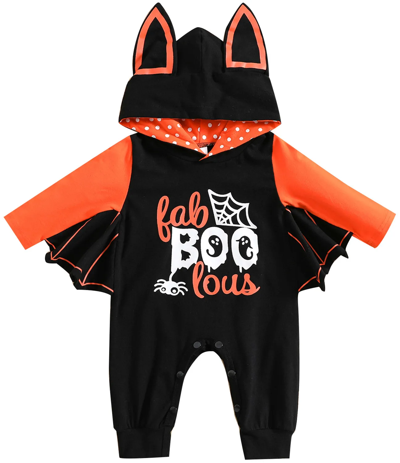 Newborn Baby Boy Girl Halloween Cosplay Bat Outfit Hooded Romper Jumpsuit My First Halloween Infant Boy Hooded Playsuit