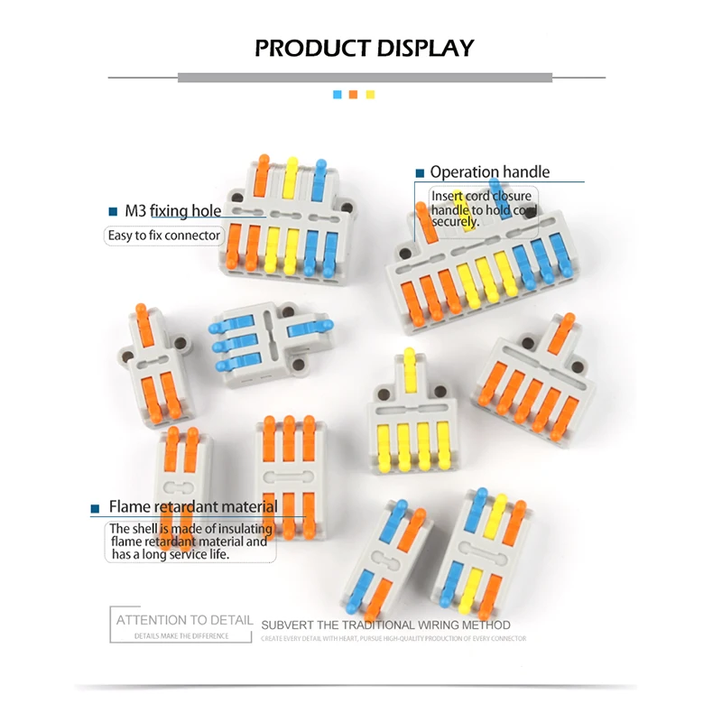 5/10PCS Mini Quick Compact Wire Connector 2/3 Pin Splicing Push-inTerminal Block 1 In Multiple Out With Fixing Hole 28-12AWG