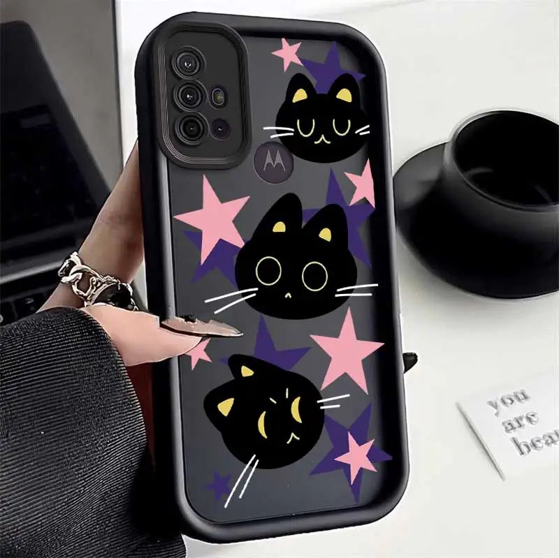 G10 Black Cat Adventures Sky Eye Ladder Phone Case For Motorola Moto G84 G64 G54 G53 G34 G30 G24 G22 G20 G14 G10 G04 G04S Cover