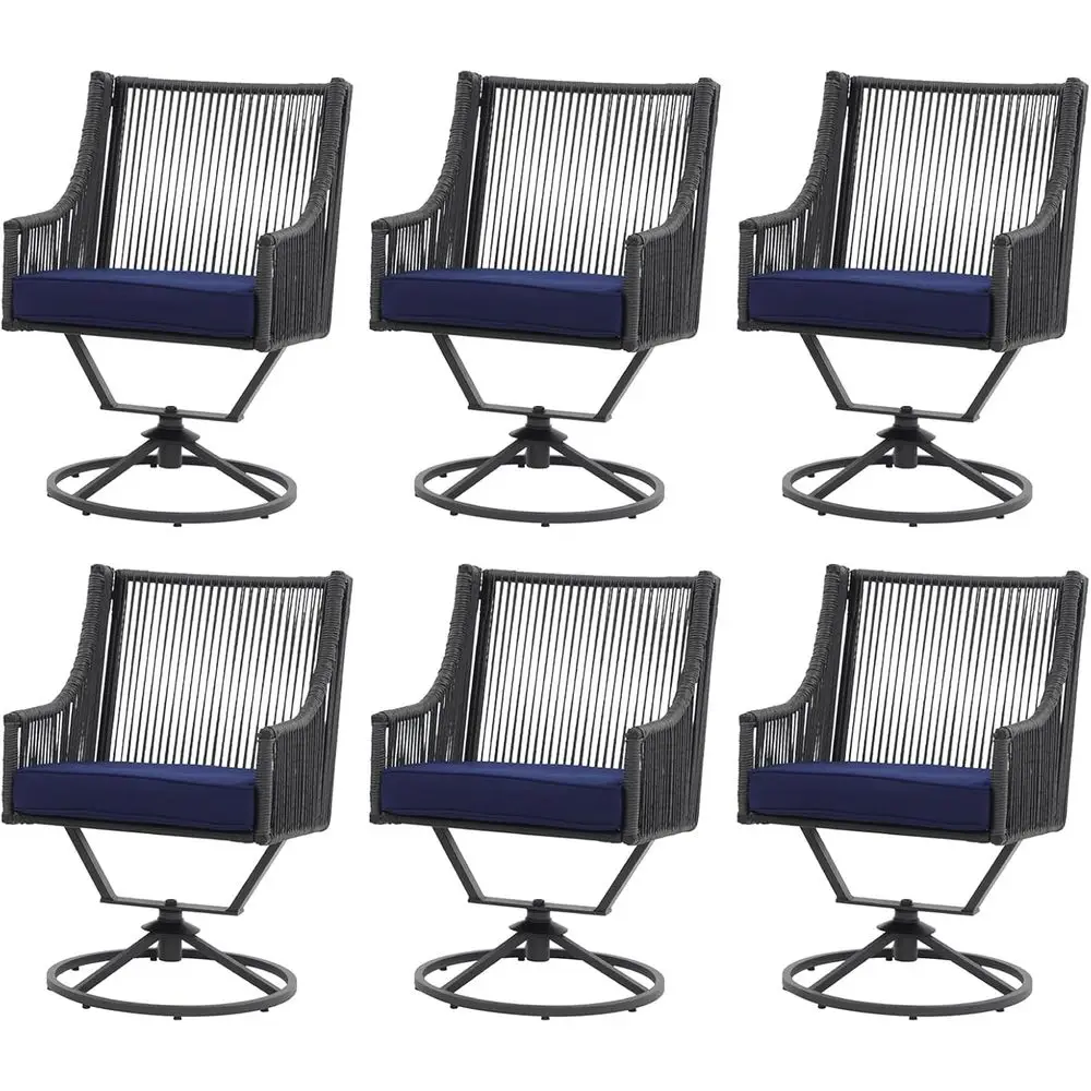 

Outdoor Swivel Dining Chairs Set o 6, Patio Wicker Dining Chairs, All-Weather ed PE Rattan Chairs, Outside Metal Swivel Chair wi