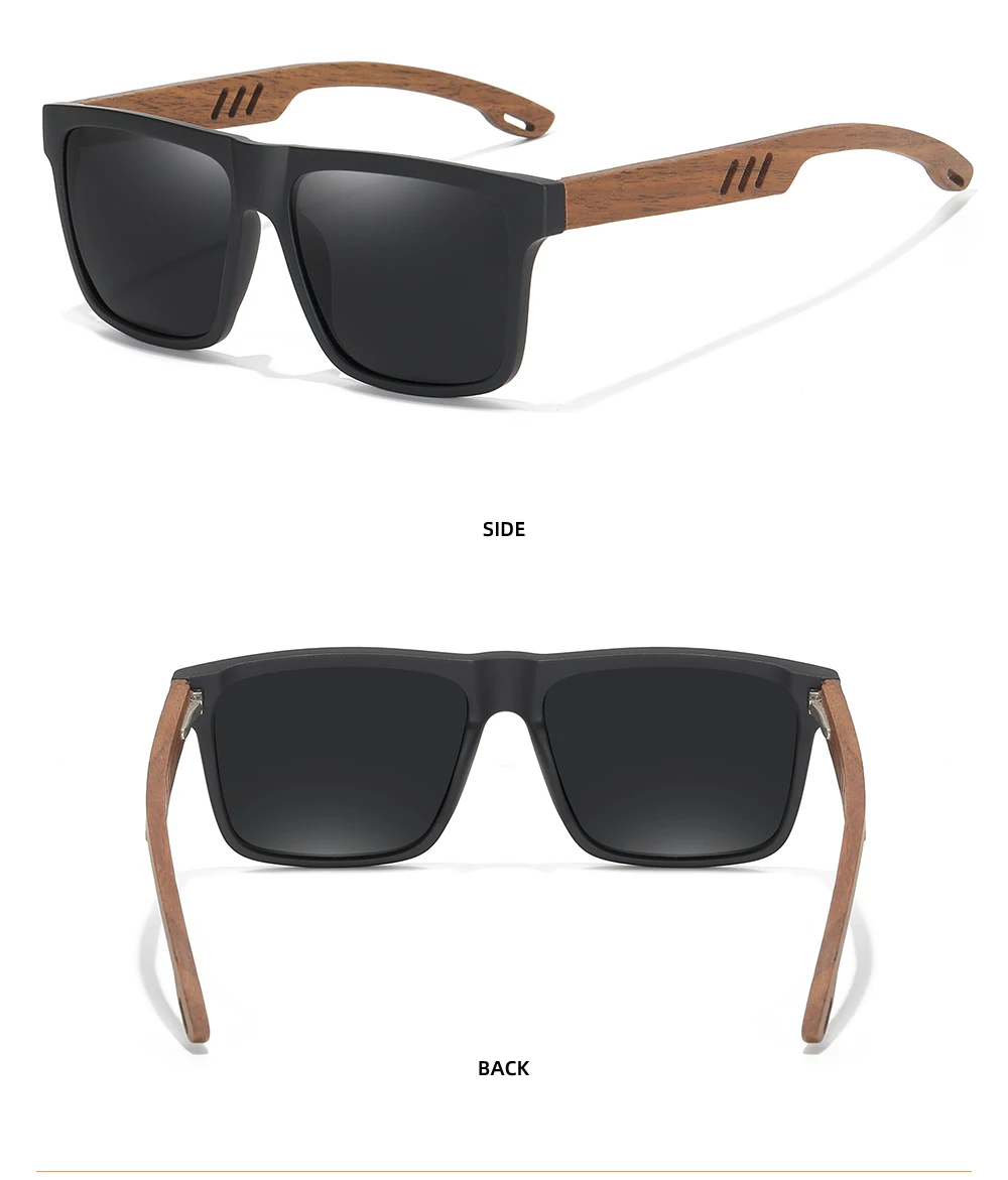 GM Neuheiten Schwarze Holz-Polarisierte Sonnenbrille für Herren Bambus-Sonnenbrille Rote UV400-Gläser Modische Fahrsonnenbrille CartonS5565 – Detail 10