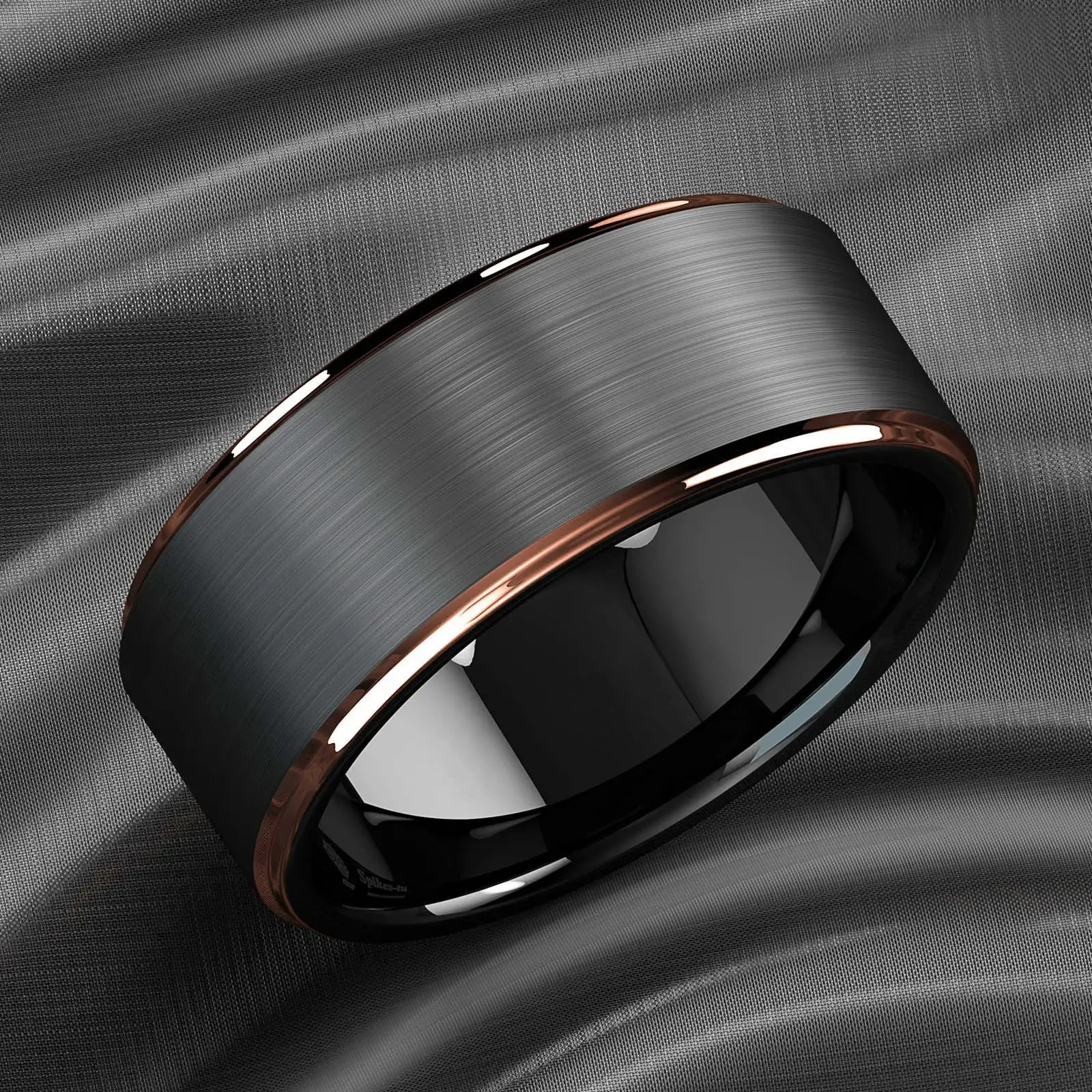 Mode 8mm Edelstahl Ringe für Männer Rose Gold Farbe Schritt Rand Schwarz Gebürstet Männer Ringe Hochzeit Schmuck geschenke – Detail 3