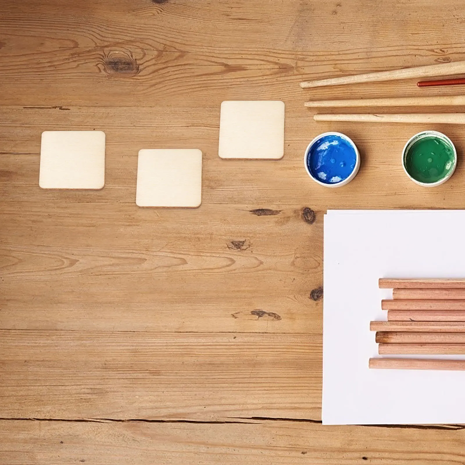 

300 pcs Square Wood Slices 25Mm Blank Unfinished Diy Plaque For Painting Crafts Decor Handmade Wedding Ornament Art Supply