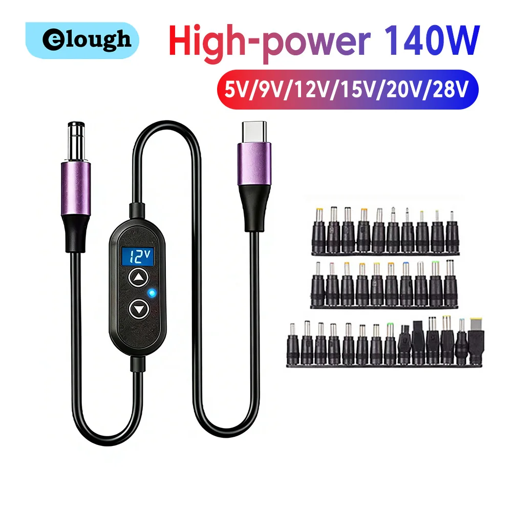 6-Speed Adjustable Type C Boost Cable 140W High Power Booster Cable With 8/10/34 Connectors for Voltages 5V/9V/12V/15V/20V/28V