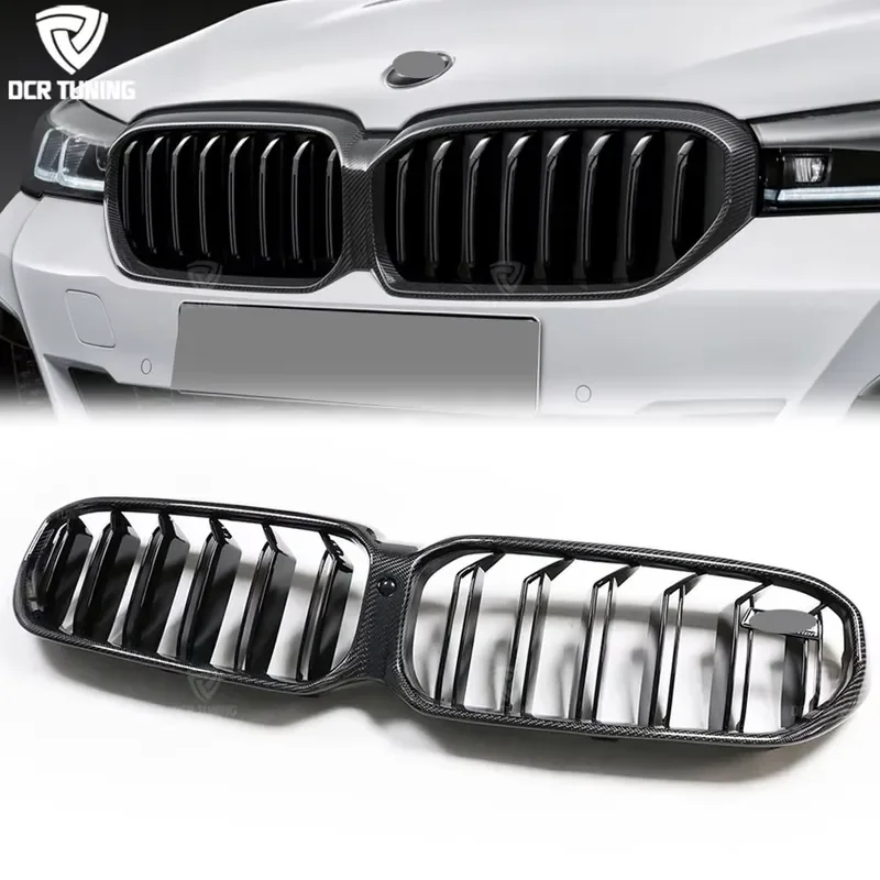 Carbon Fiber Glossy Black Front Grill for BMW 5 Series LCI G30 F90 M5 2020+ Kidney Grill Bumper Protection