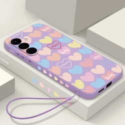 Love Hearts Lanyard Case For Samsung Galaxy S24 S23 Ultra S25 S22 S21 S20 FE A16 A26 A36 A56 A14 A34 A15 A25 A35 A55 A54 5G Capa